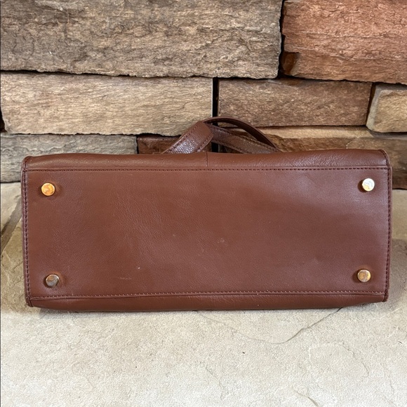 Etienne Aigner chocolate brown leather  with gold small purse - Picture 7 of 12